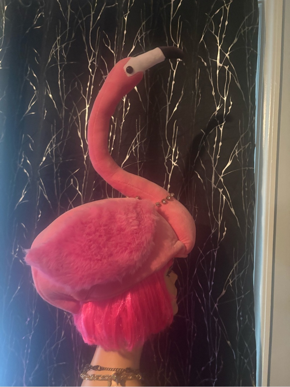 Pink Flamingo faux Novelty Hat -plus flamingo basket !!so flocking cute🦩🦩🦩 - Picture 7 of 16
